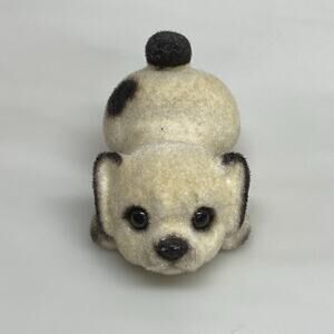 Vtg Josef Originals Flocked Puppy Dog Figurine 3" Long Japan Shelf Sitter